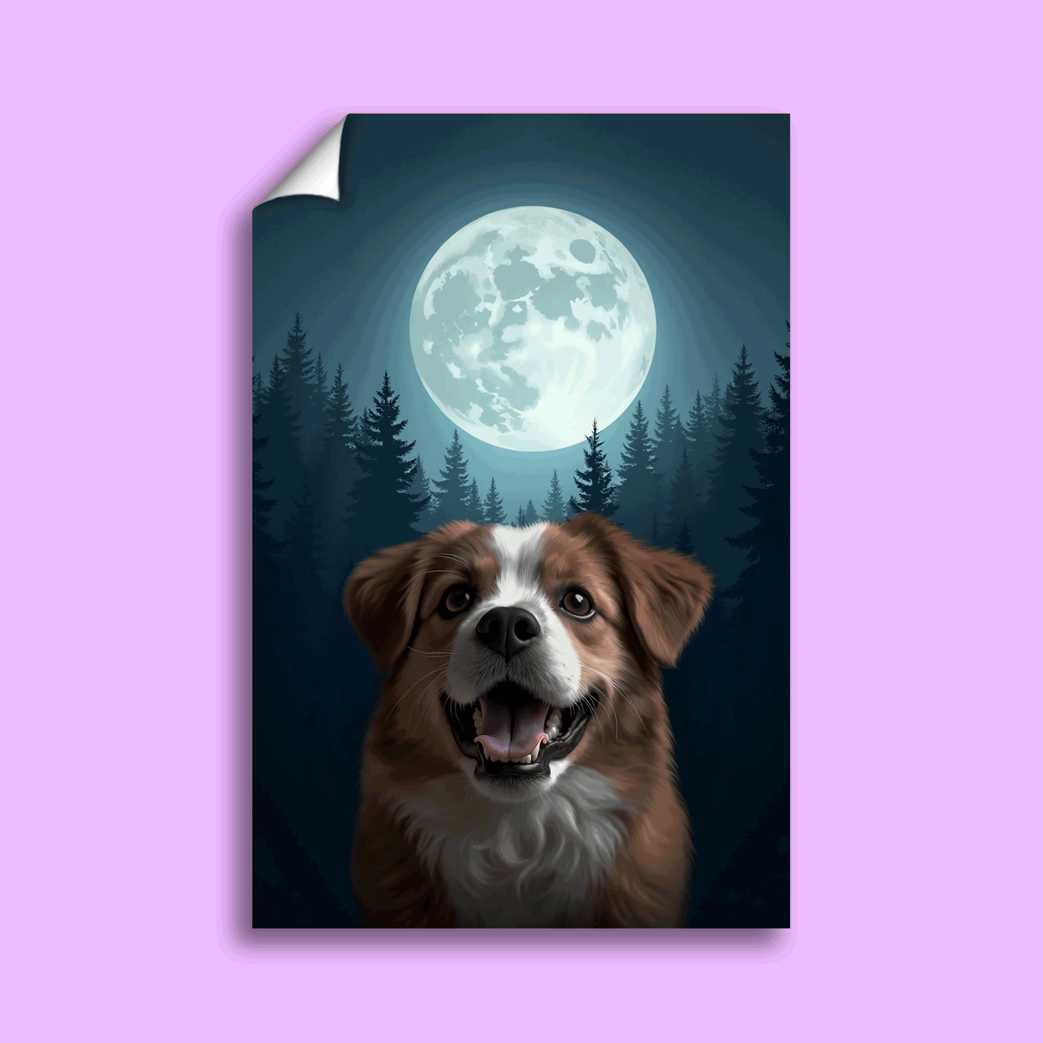 Full Moon Pet Portrait - Custom Pet Portrait